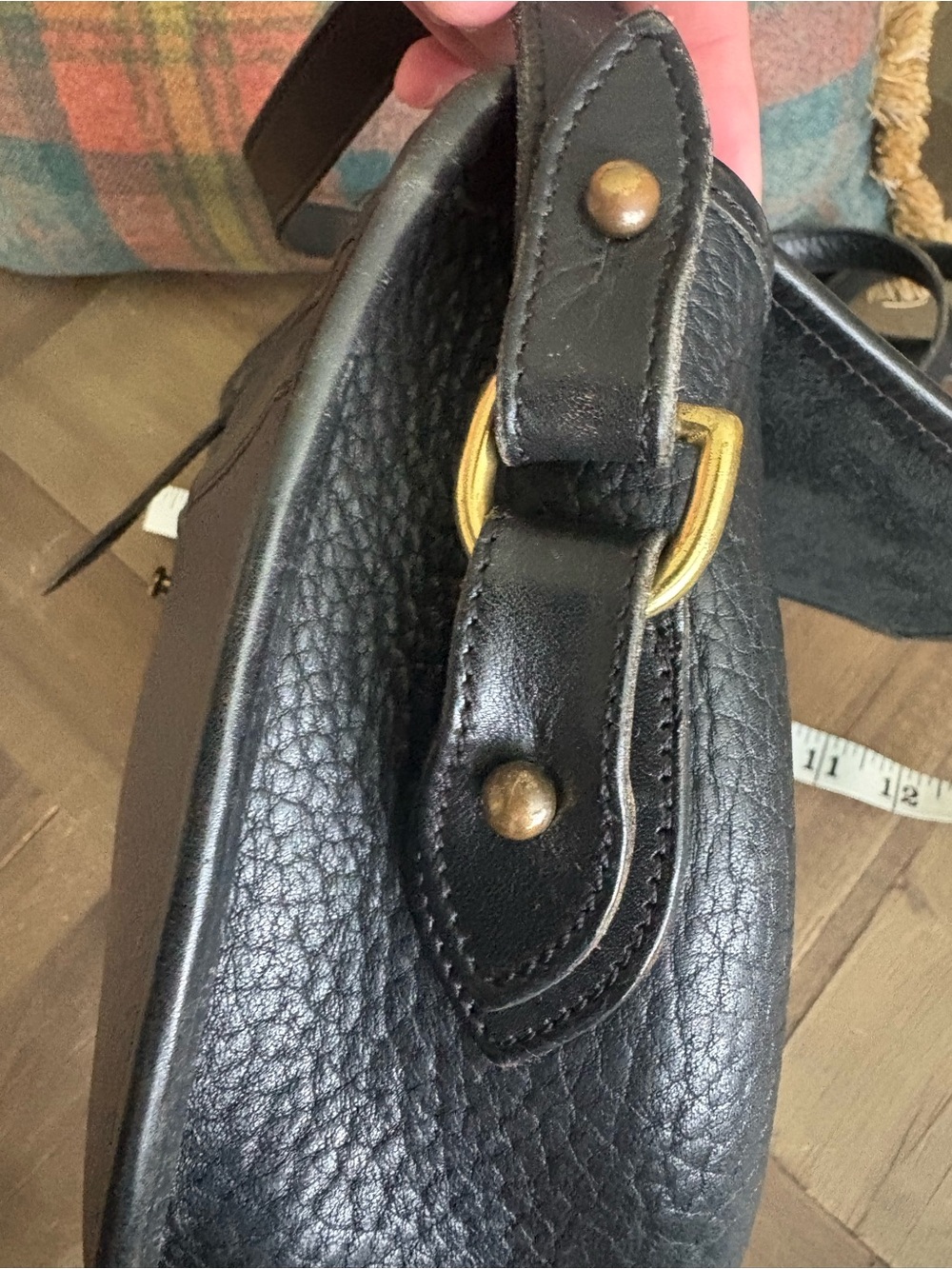 🦆 Rare Vintage Dooney & Bourke AWL Black Pebbled Leather Calvary Bag USA - Picture 11 of 14